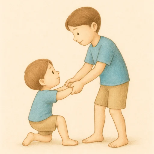 Illustrated flashcard — Helfen