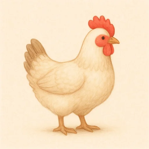 Illustrierte Lernkarte — Huhn