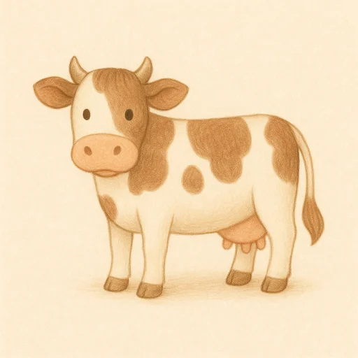 Illustrierte Lernkarte — Kuh