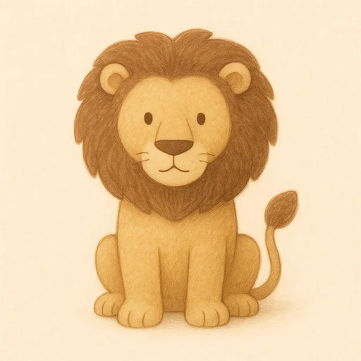 Illustrierte Lernkarte — Löwe