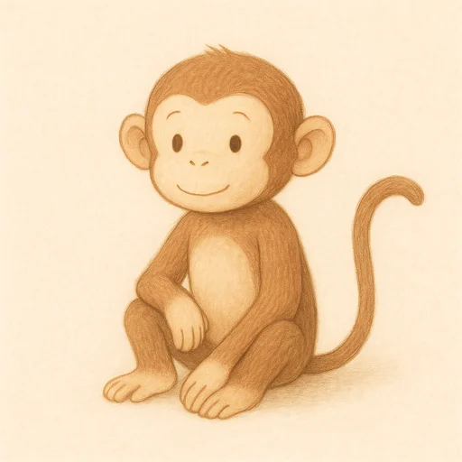 Illustrierte Lernkarte — Affe