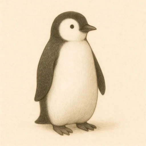 Illustrierte Lernkarte — Pinguin