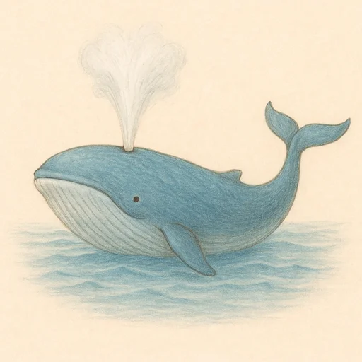 Illustrierte Lernkarte — Wal