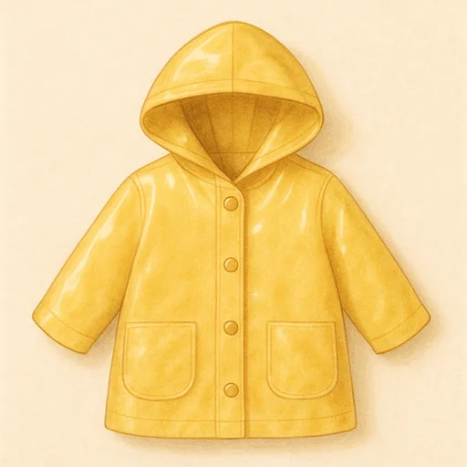 Illustrierte Lernkarte — Regenmantel