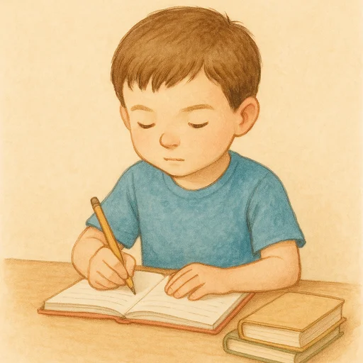 Illustrierte Lernkarte — Hausaufgaben machen