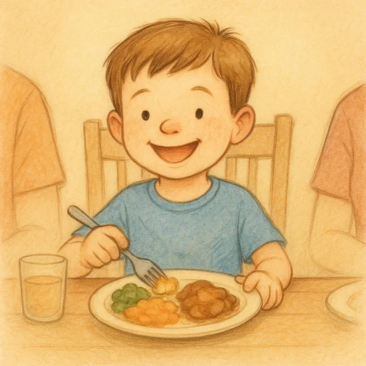 Illustrierte Lernkarte — Abendessen