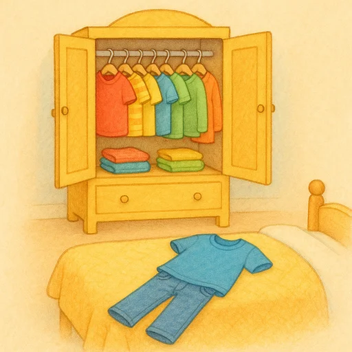 Illustrierte Lernkarte — Anziehen