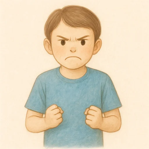 Illustrierte Lernkarte — Wütend