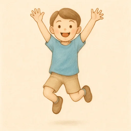 Illustrierte Lernkarte — Aufgeregt