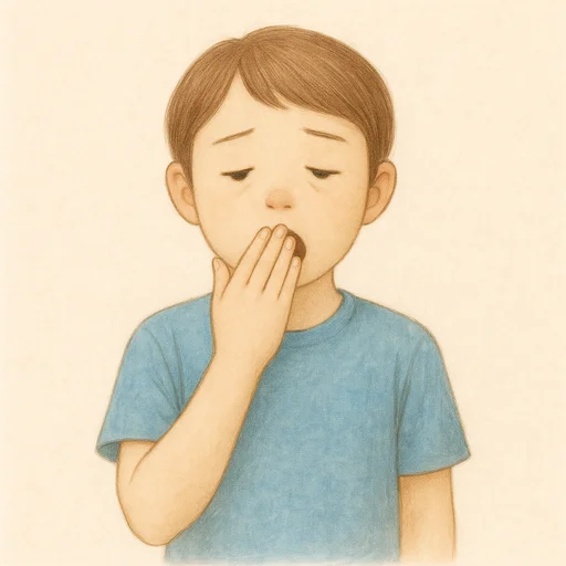 Illustrierte Lernkarte — Müde