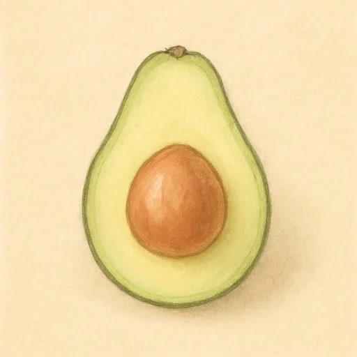 Illustrierte Lernkarte — Avocado