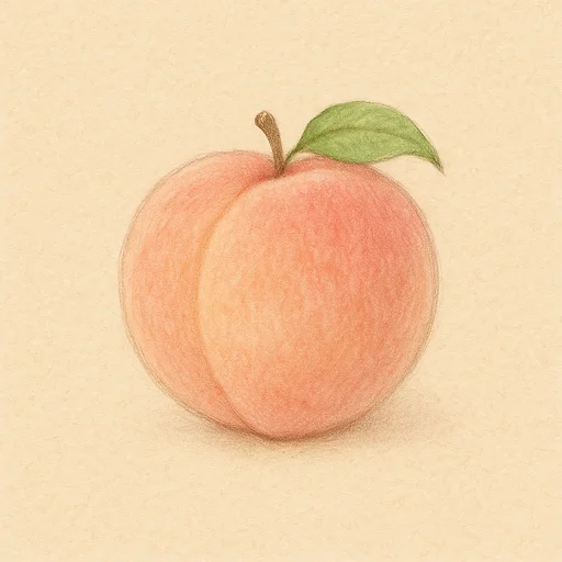 Illustrierte Lernkarte — Pfirsich