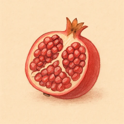 Illustrierte Lernkarte — Granatapfel