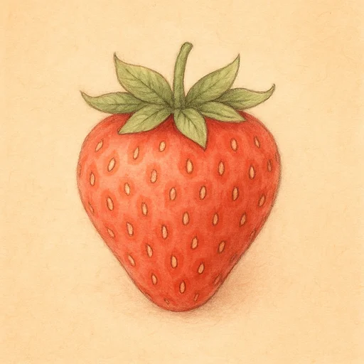 Illustrierte Lernkarte — Erdbeere