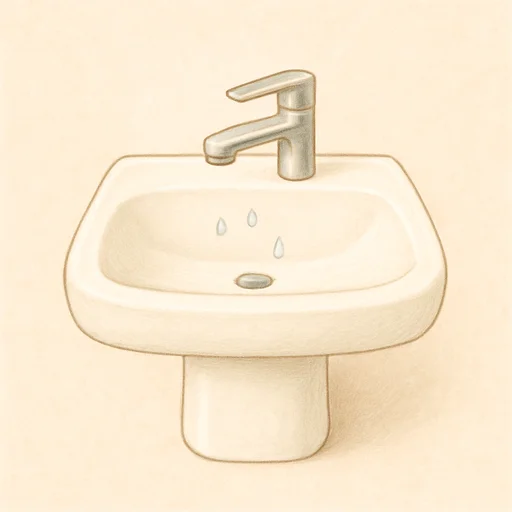 Illustrierte Lernkarte — Waschbecken