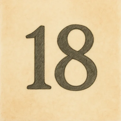 Illustrierte Lernkarte — Achtzehn