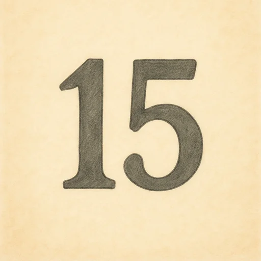 Illustrierte Lernkarte — Fünfzehn