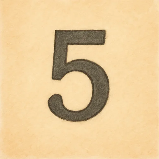 Illustrated flashcard — Fünf