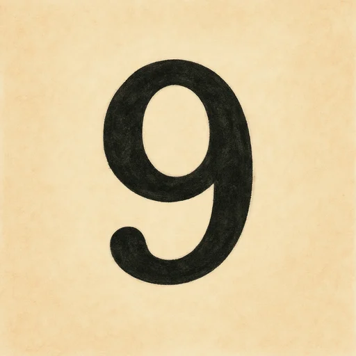 Illustrierte Lernkarte — Neun