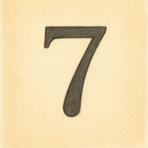 Illustrierte Lernkarte — Sieben