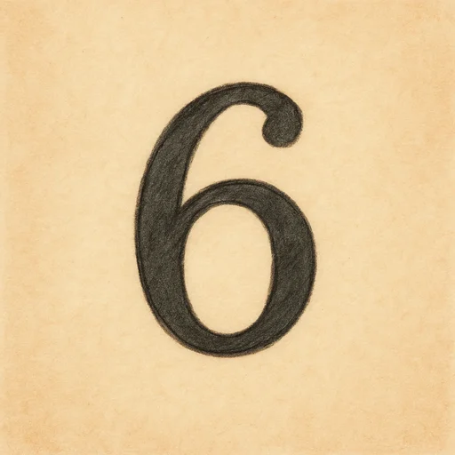 Illustrated flashcard — Sechs