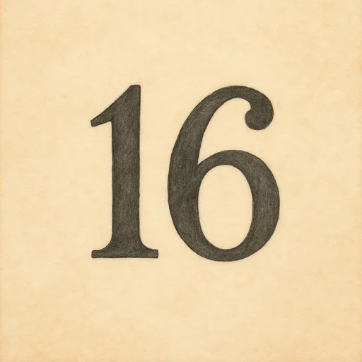 Illustrierte Lernkarte — Sechzehn