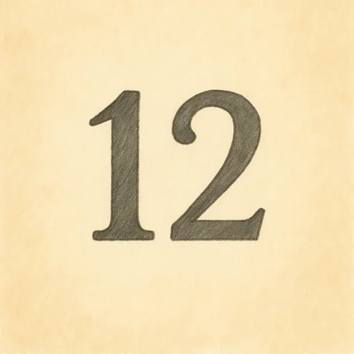 Illustrierte Lernkarte — Zwölf