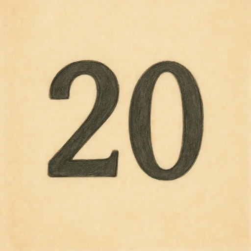 Illustrierte Lernkarte — Zwanzig