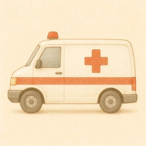 Illustrierte Lernkarte — Krankenwagen