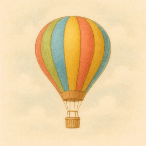 Illustrierte Lernkarte — Heißluftballon
