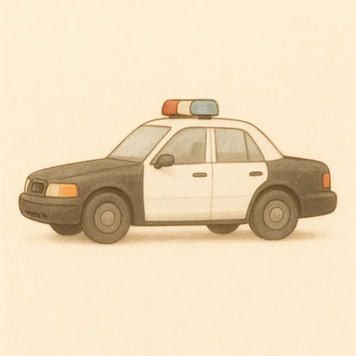 Illustrierte Lernkarte — Polizeiauto