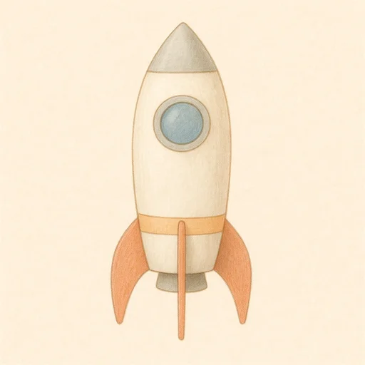 Illustrierte Lernkarte — Rakete