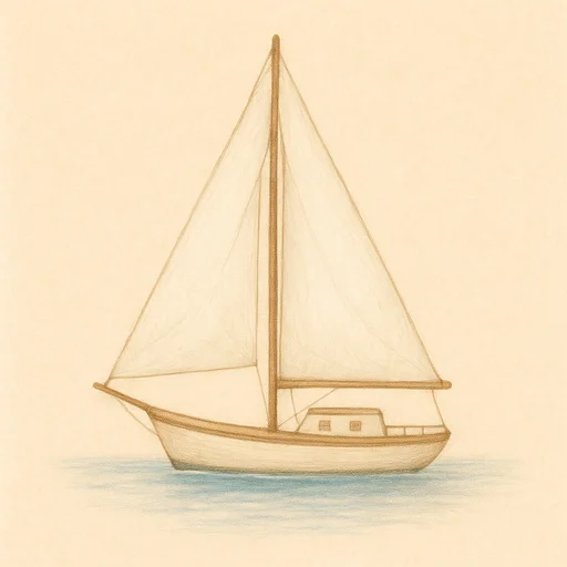 Illustrierte Lernkarte — Segelboot