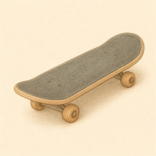 Illustrierte Lernkarte — Skateboard