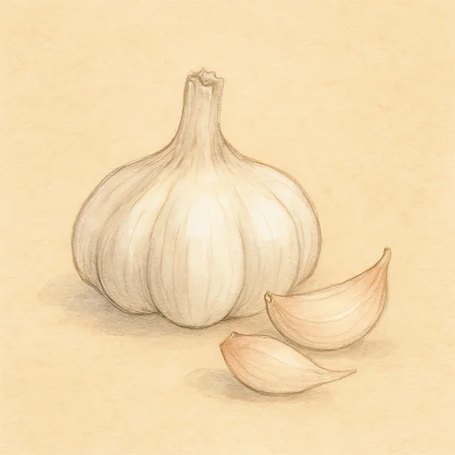 Illustrierte Lernkarte — Knoblauch