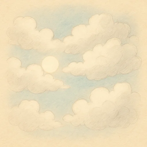 Illustrierte Lernkarte — Bewölkt