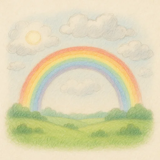 Illustrierte Lernkarte — Regenbogen