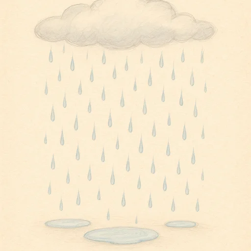 Illustrierte Lernkarte — Regnerisch