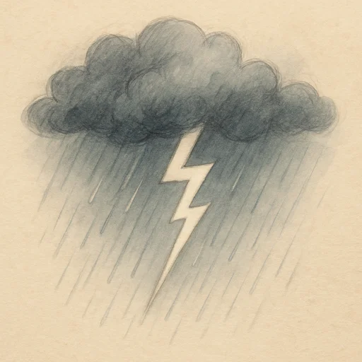 Illustrierte Lernkarte — Stürmisch